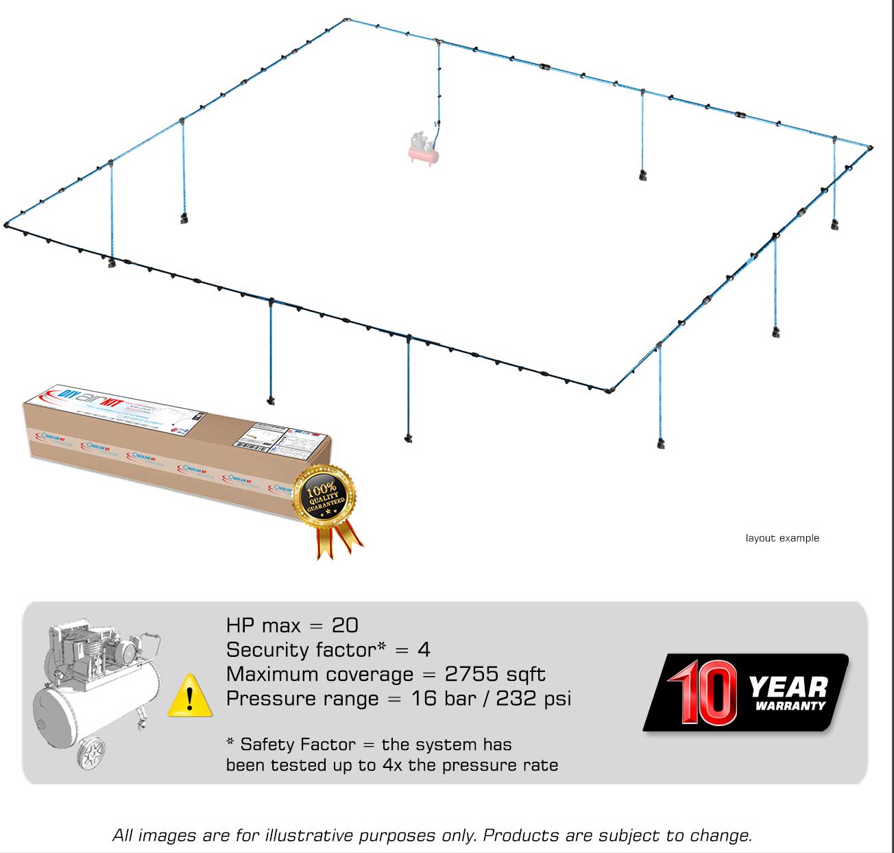 Aircom Pro Piping Kit Two 8 Drop Coverage 2755 Sq Ft