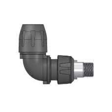 Three-piece 90 deg Elbow, Technopolymer, 16 mm (1/2") x 1/4"MPT